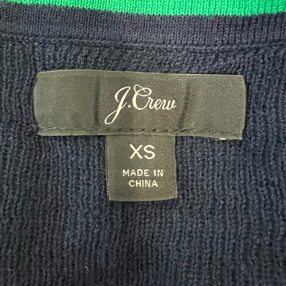 J. Crew Women’s Crew Neck Pullover Sweater Green with Navy Polka Dot XS - Picture 6 of 7